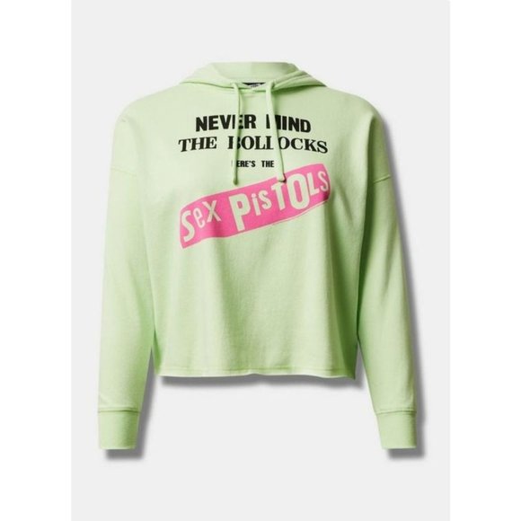 Torrid Sex Pistols Cozy Fleece Crop Hoodie Sweater Plus Size 1X Green - Picture 6 of 6
